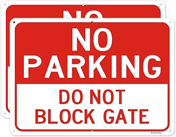2 Pack No Parking Sign, Do Not Block Gate Signs, 14 x 10 Inches Reflective Rust-Free Aluminum, Easy Mounting, Durable Ink, UV Protected