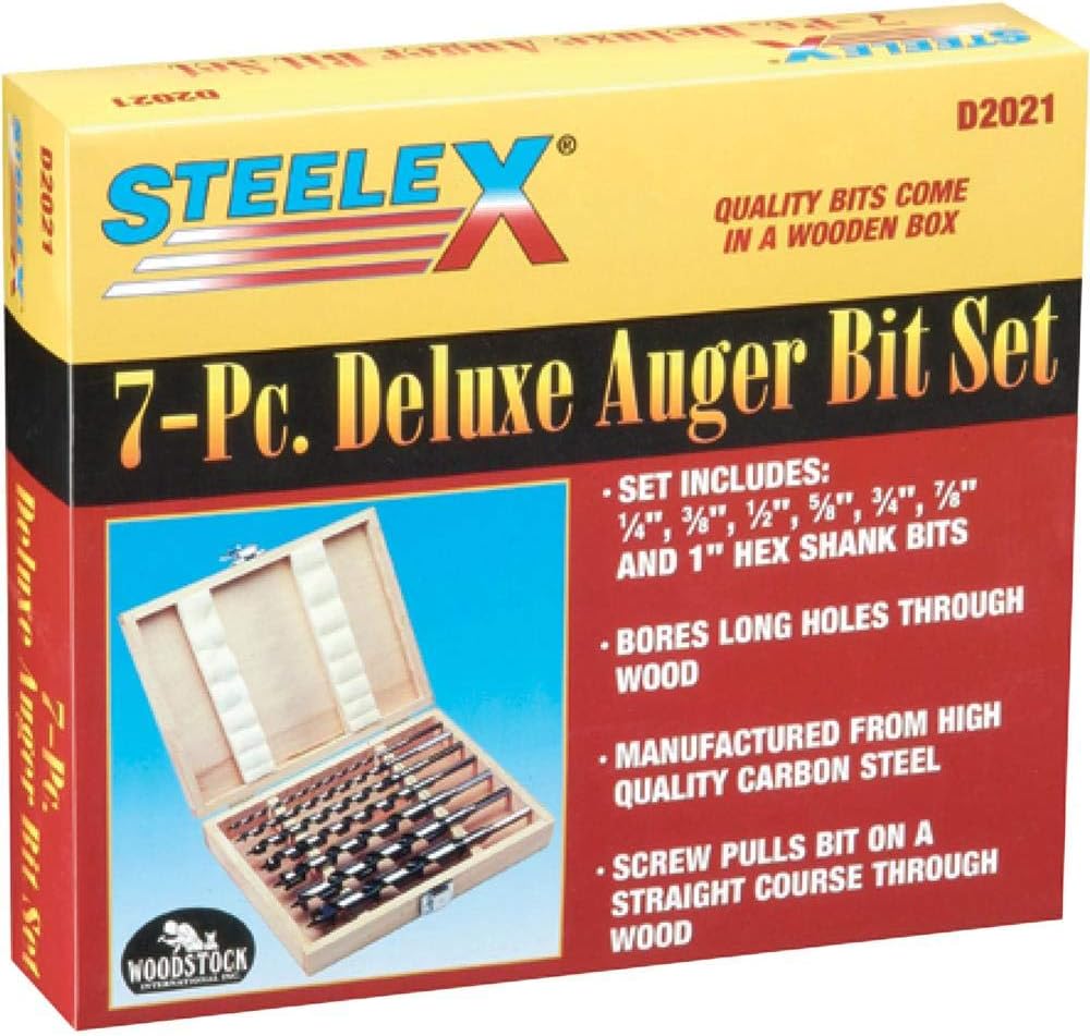 Steelex D2021-1/4-Inch to 1-Inch Deluxe Auger Bit Set, 7-Piece