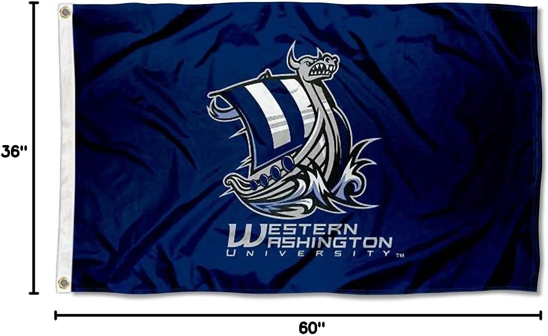 Western Washington Vikings Wordmark Large Outdoor Banner Flag - Image 8