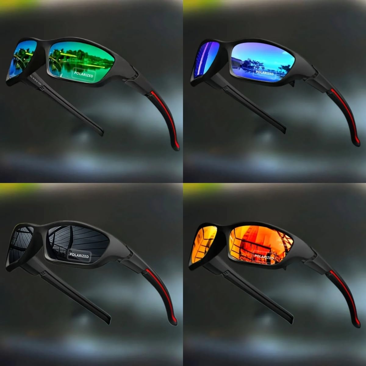 nyfolk sonnenbrille herren, 4er Set nyfolk Pulse Sonnenbrille polarisiert UV400 Unisex Retro Sonnenbrille Damen Herren leichte Outdoor Sportbrille für Autofahren Reisen Alltag