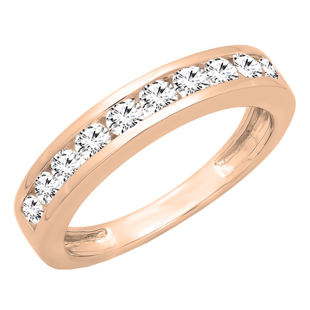DazzlingRock Collection 14 quilates oro rosa redonda H-I Diamante cultivado en laboratorio