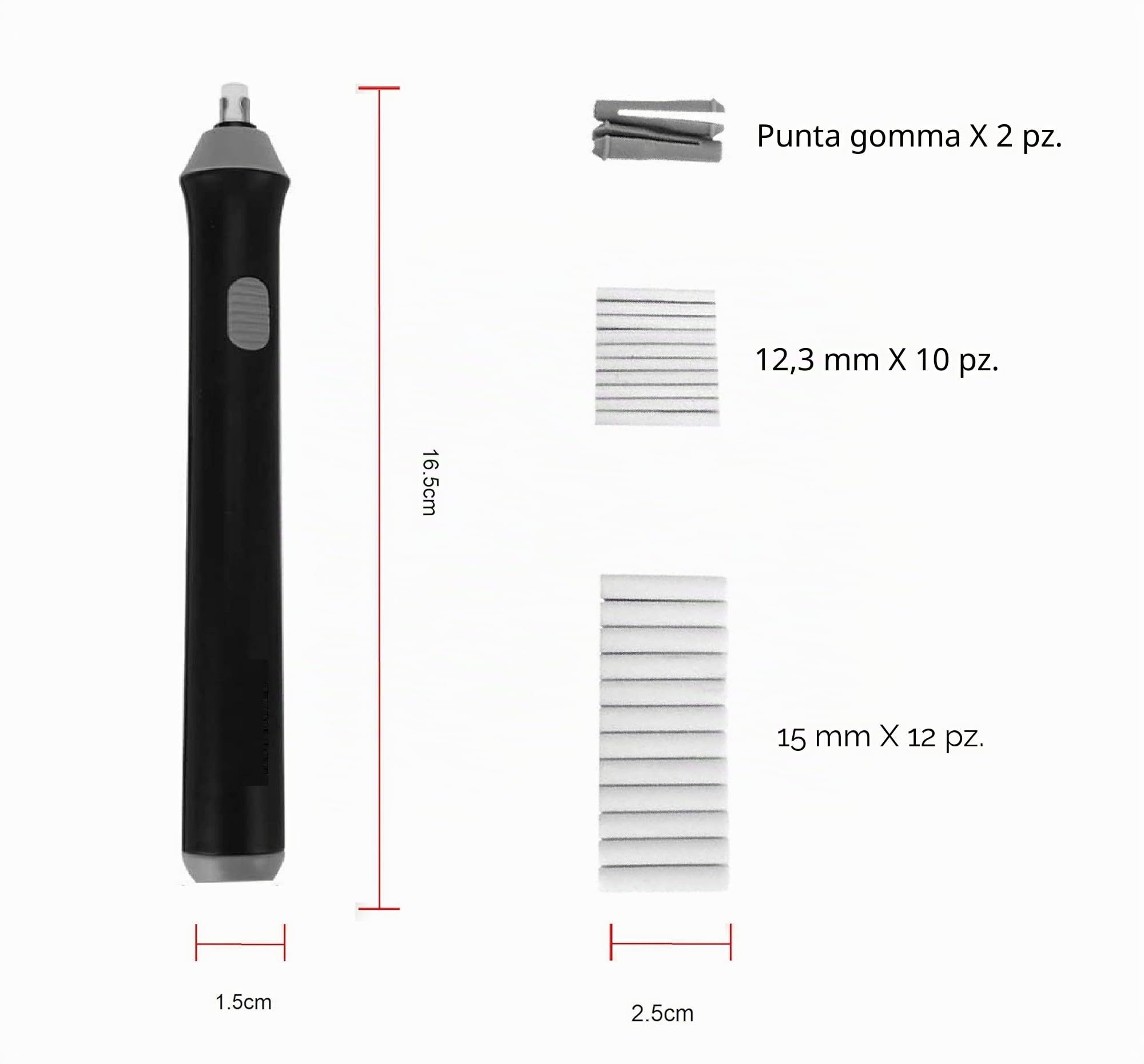 Artme Gomma per cancellare elettrica automatica 22 ricariche incluse 2,3 mm 5 mm Schizzi architetti ingegneri studenti