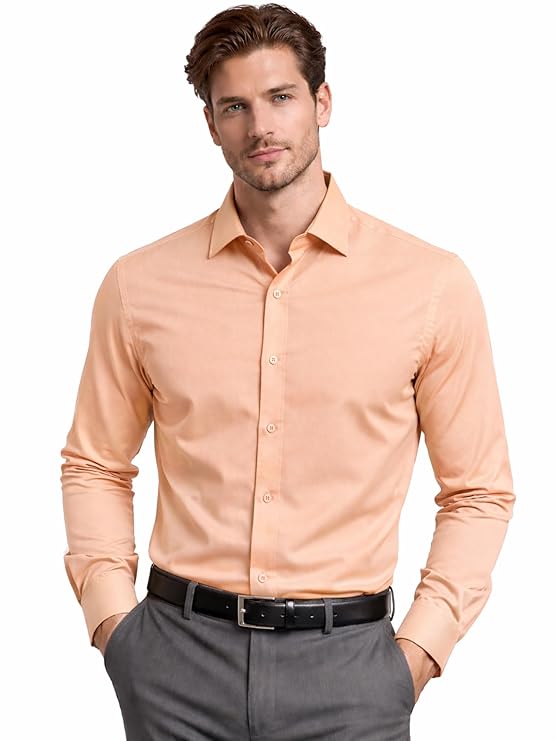 FILO HEVIS Men s Shirt Regular Fit Solid Self-Cord Cotton Blended, Soft Fabric Stylish Formal Wear Man Shirt, Spread Collar Full Sleeves,(Available in Plus Size)