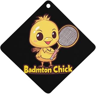 Badminton Chick Chicken Birdie Car Air Freshener Hanging Car Aromatherapy Tablets Replacement Pads Rearview Mirror Pendant Rhombus