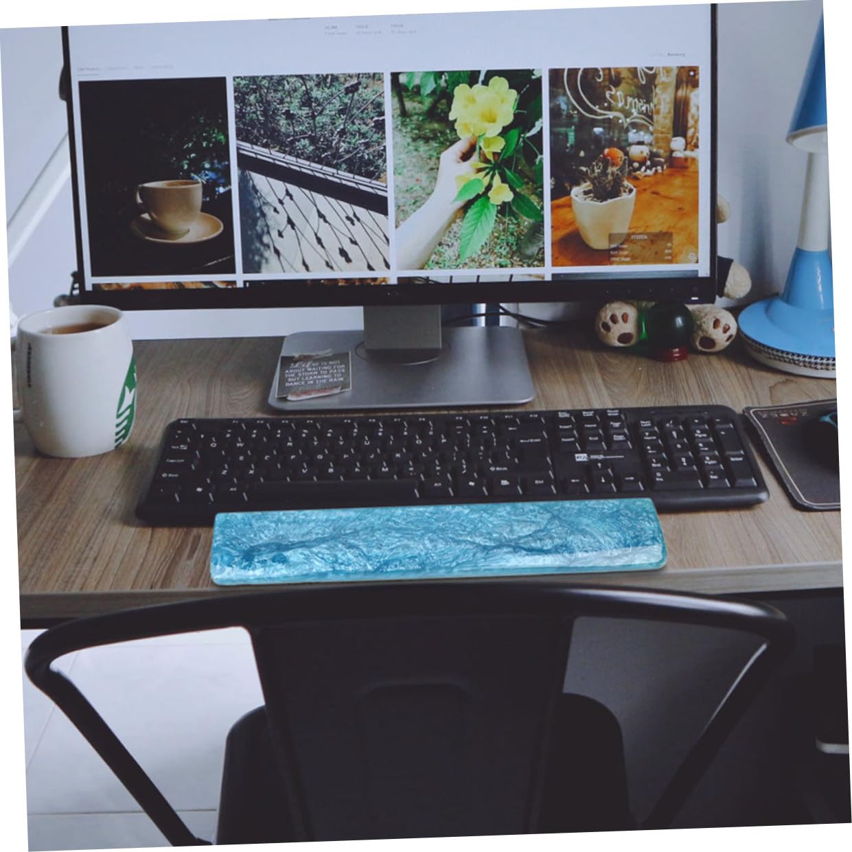 NUOBESTY Ergonomische Blaue Handgelenkauflage aus Epoxidharz für 61-tasten Tastaturen Komfortable Schmerzlinderung bei Gaming und Tippen