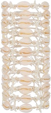 12 Pcs Handmade Braid Shell Starfish Bracelets Set for Women Jewelry