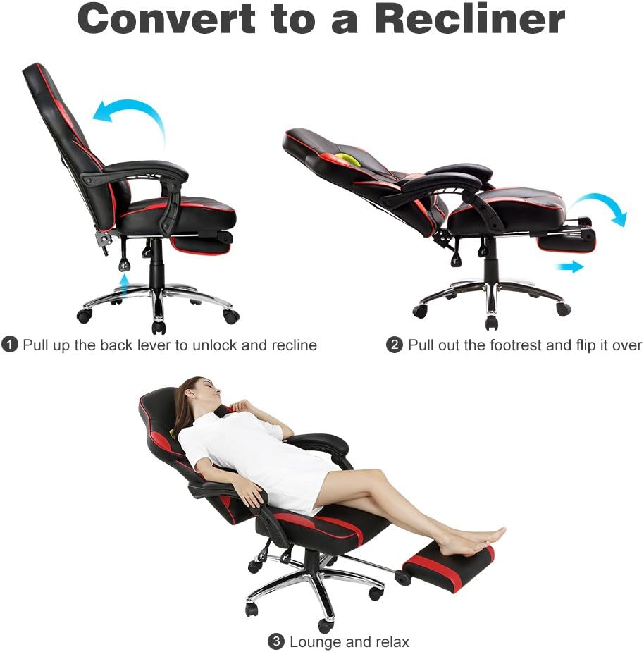 Steps to convert chair to a recliner with footrest