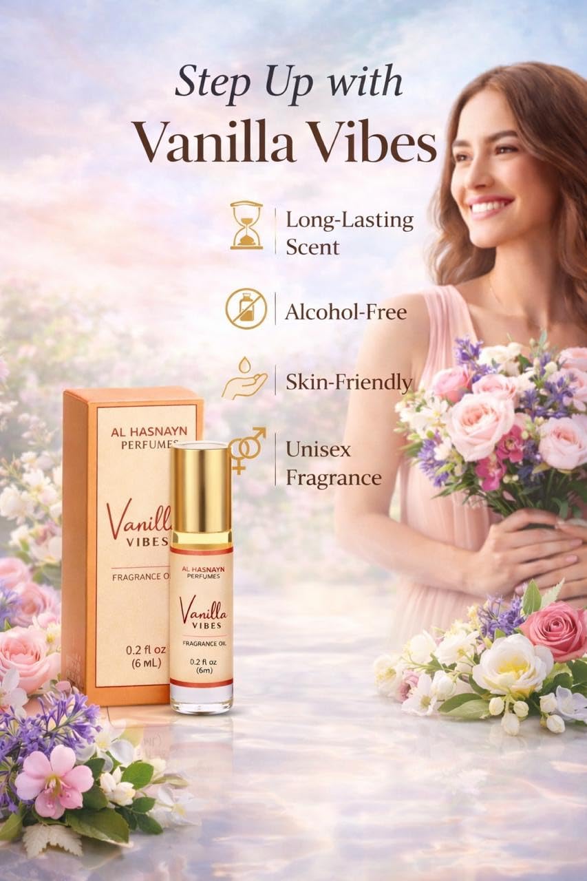 AL HASNAYN Vanilla vibes Fragrance Oil Roll-On Perfume 6ML 0.20 fl oz |Rollerball perfume |Alcohol free| Long Lasting | Gifts for men women|