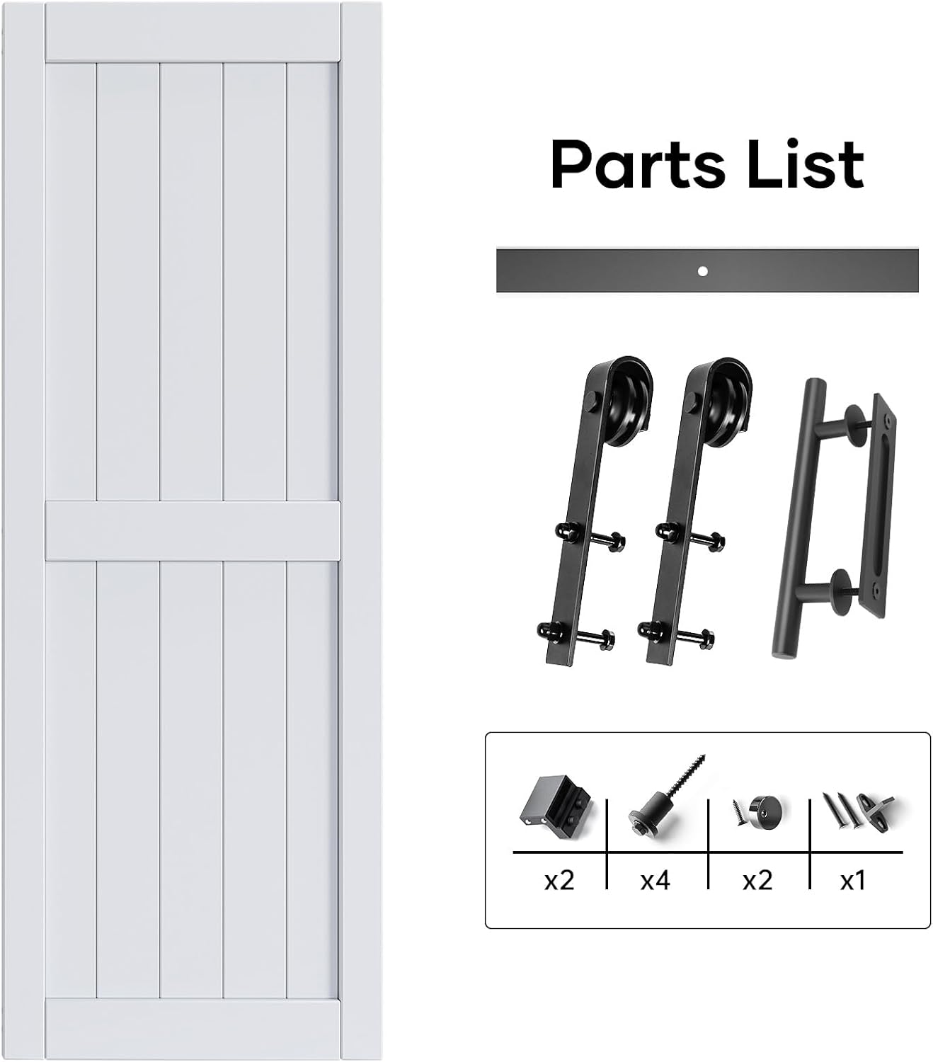 Parts list for Finosen barn door kit
