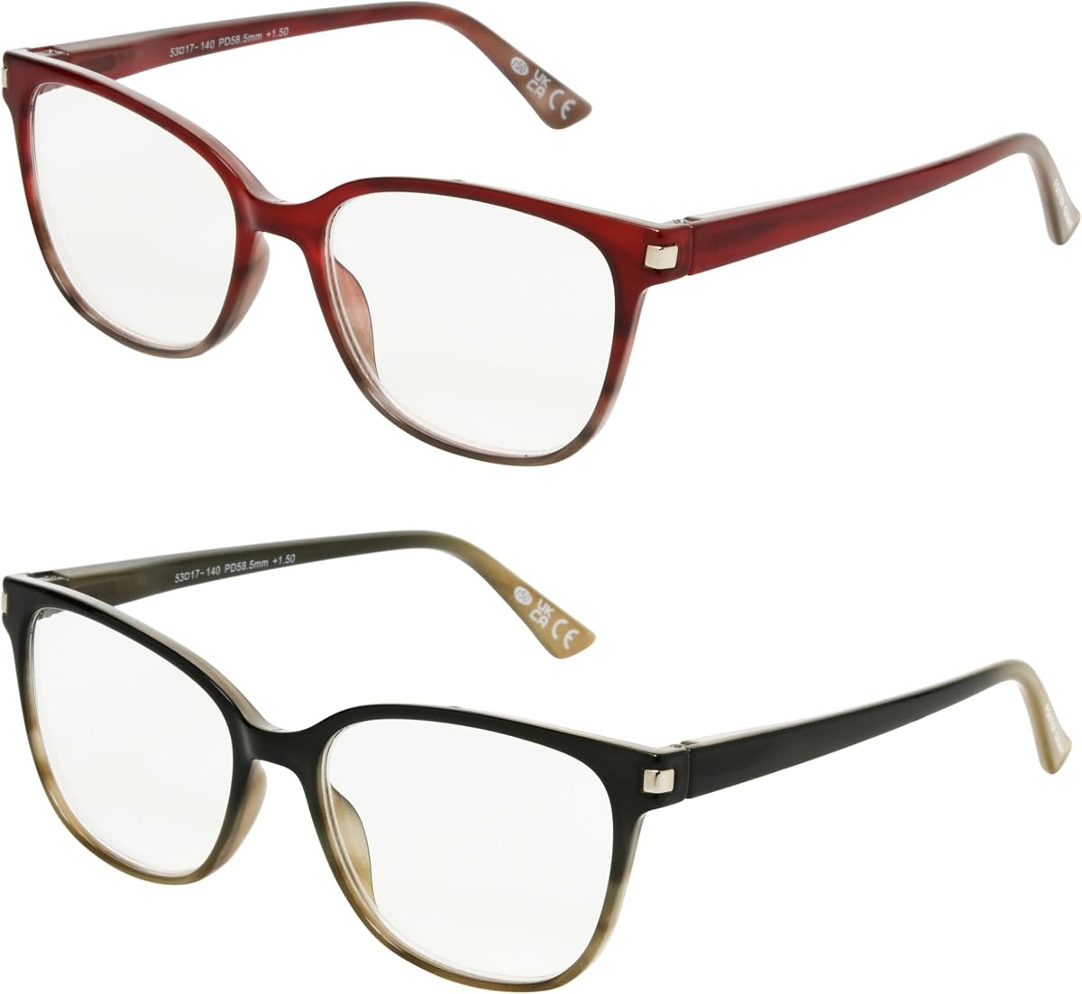 Foster Grant Dakota - Gafas de lectura tipo ojo de gato (2 unidades) para mujer