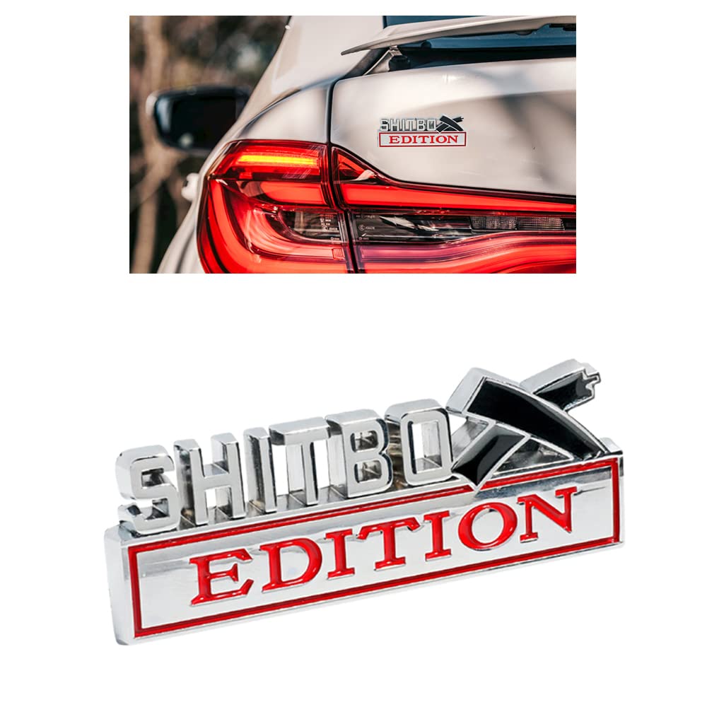 VAGURFOAlloy Shitbox Edition Emblems,Car Emblem Badge 3D Sticker Decal,3D Fender Sticker Badge Nameplate Decal Stickers Replacement Compatible with Most Car Truck SUV(Silver&Red)