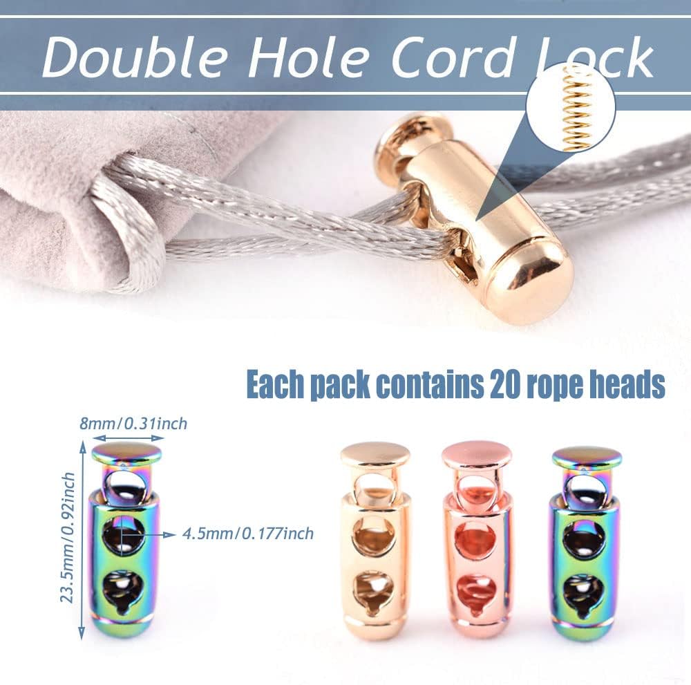 Metal Toggle Spring Stop Fastener - Spring Fastener Cord Lock Double Hole Round Toggle End