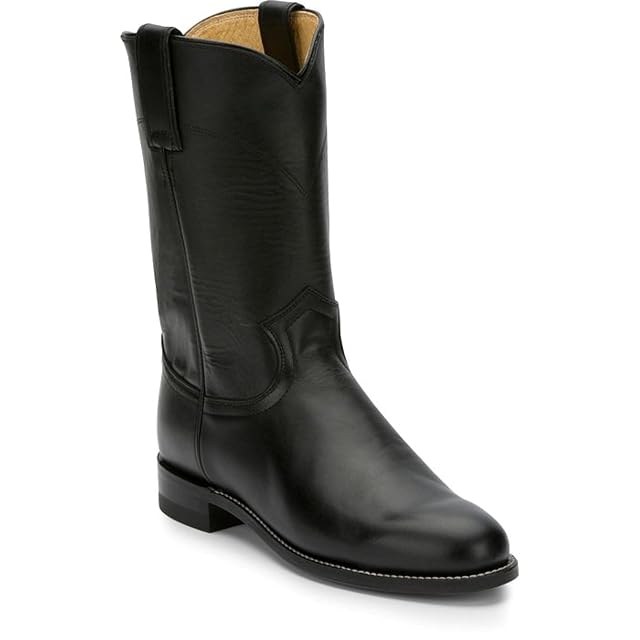 Justin Cora 10 Black Leather Roper Boots for Women - with Round Toe and J-Flex Comfort System Insoles