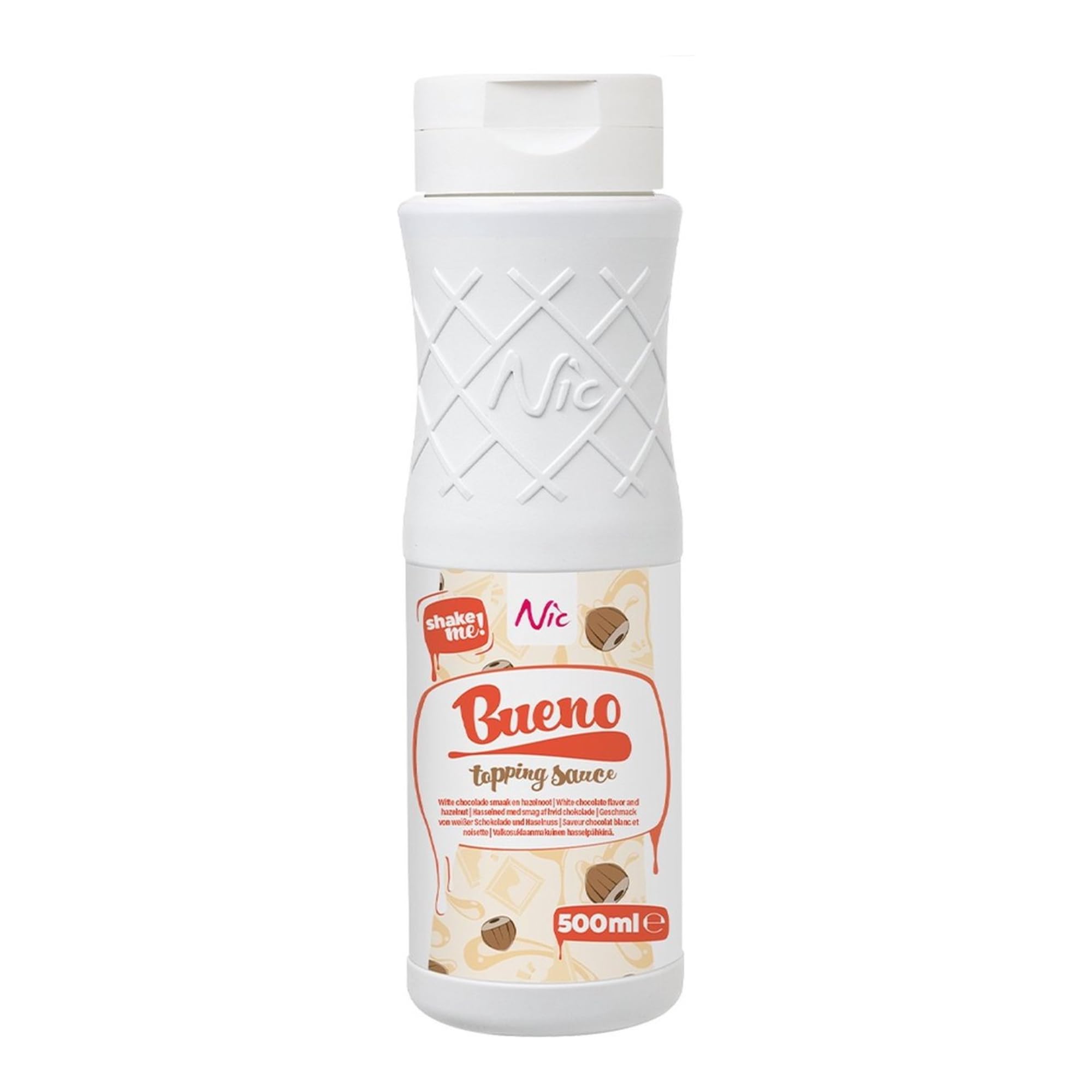 Nic Bueno Topping Sauce White Chocolate Flavour and Hazelnut 500ml