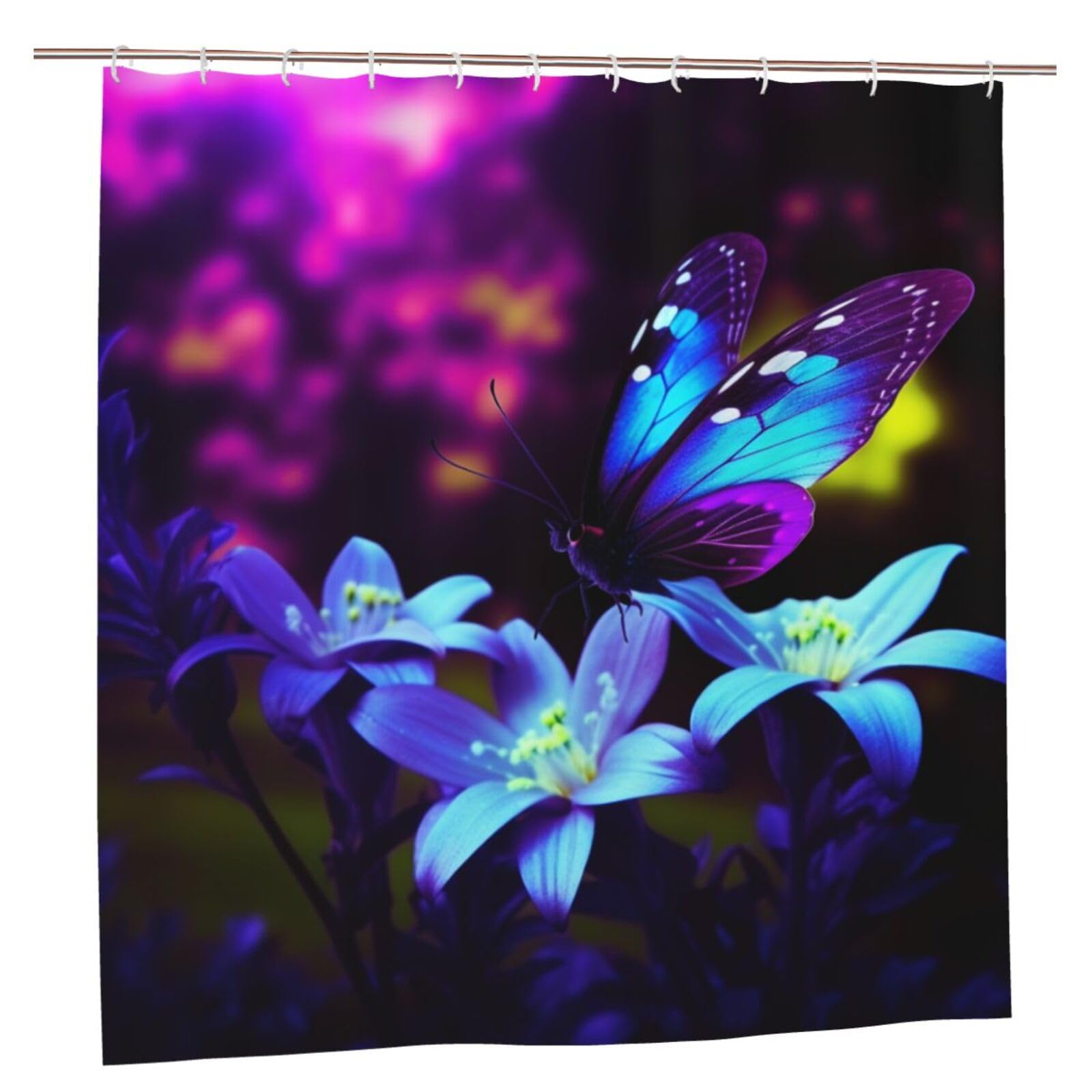 Rideau de douche imperméable bleu violet 182x182 cm pour salle de bain