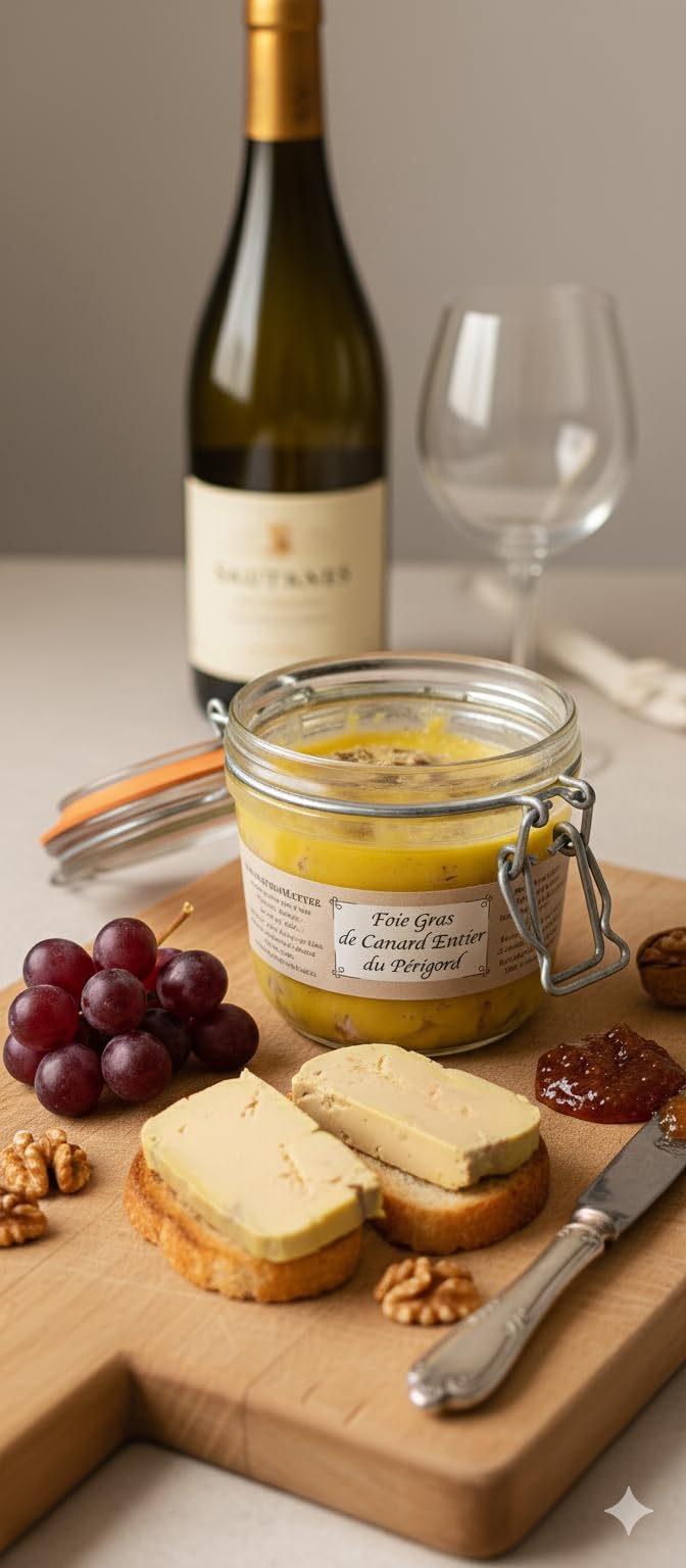 Lou Fetge Foie Gras de Canard Entier du Périgord, Conserve Artisanale, 190g, Bocal en Verre avec Fermeture Mécanique