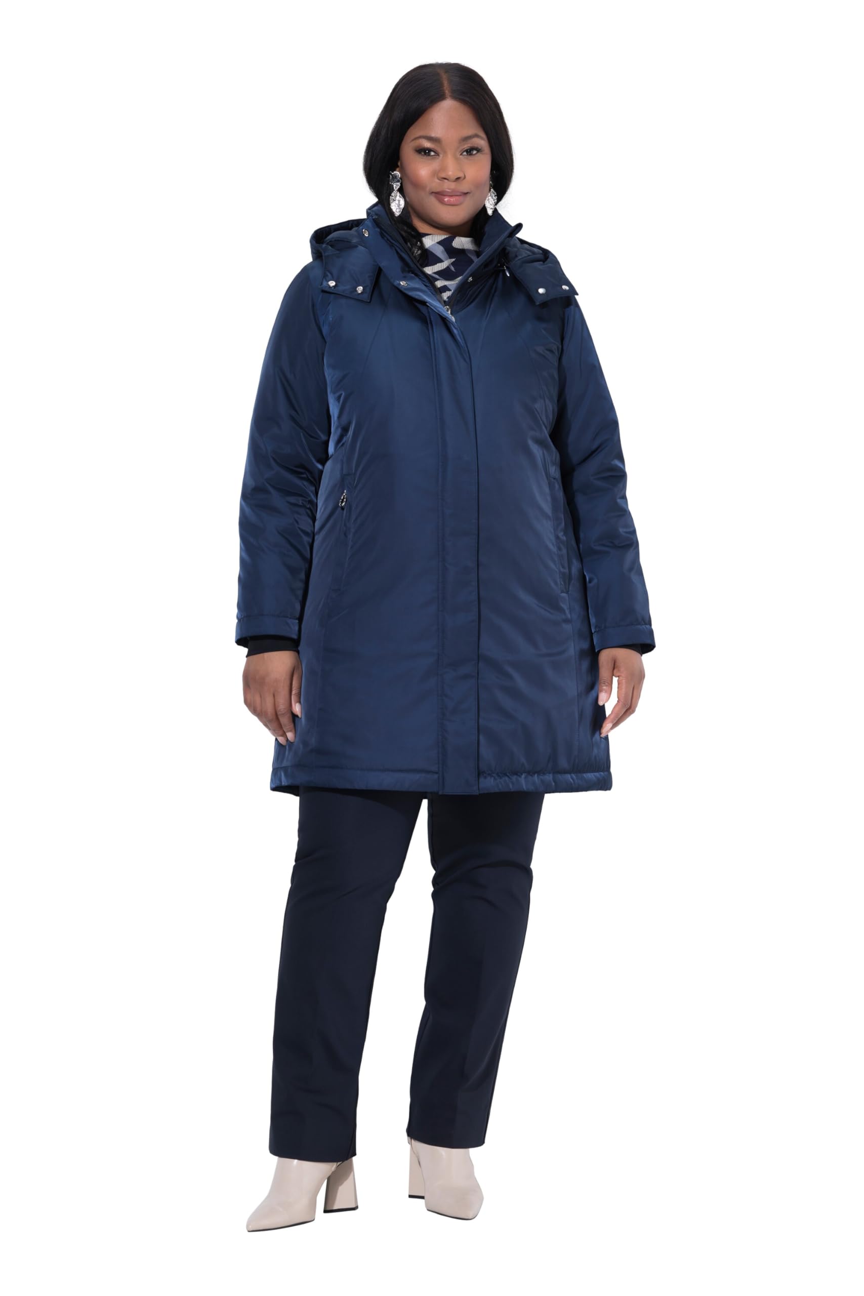 Ulla Popken Damen große Größen Übergrößen Plus Size HYPRAR Sympatex-Jacke, wasserdicht, Zipptaschen, Kapuze 834702