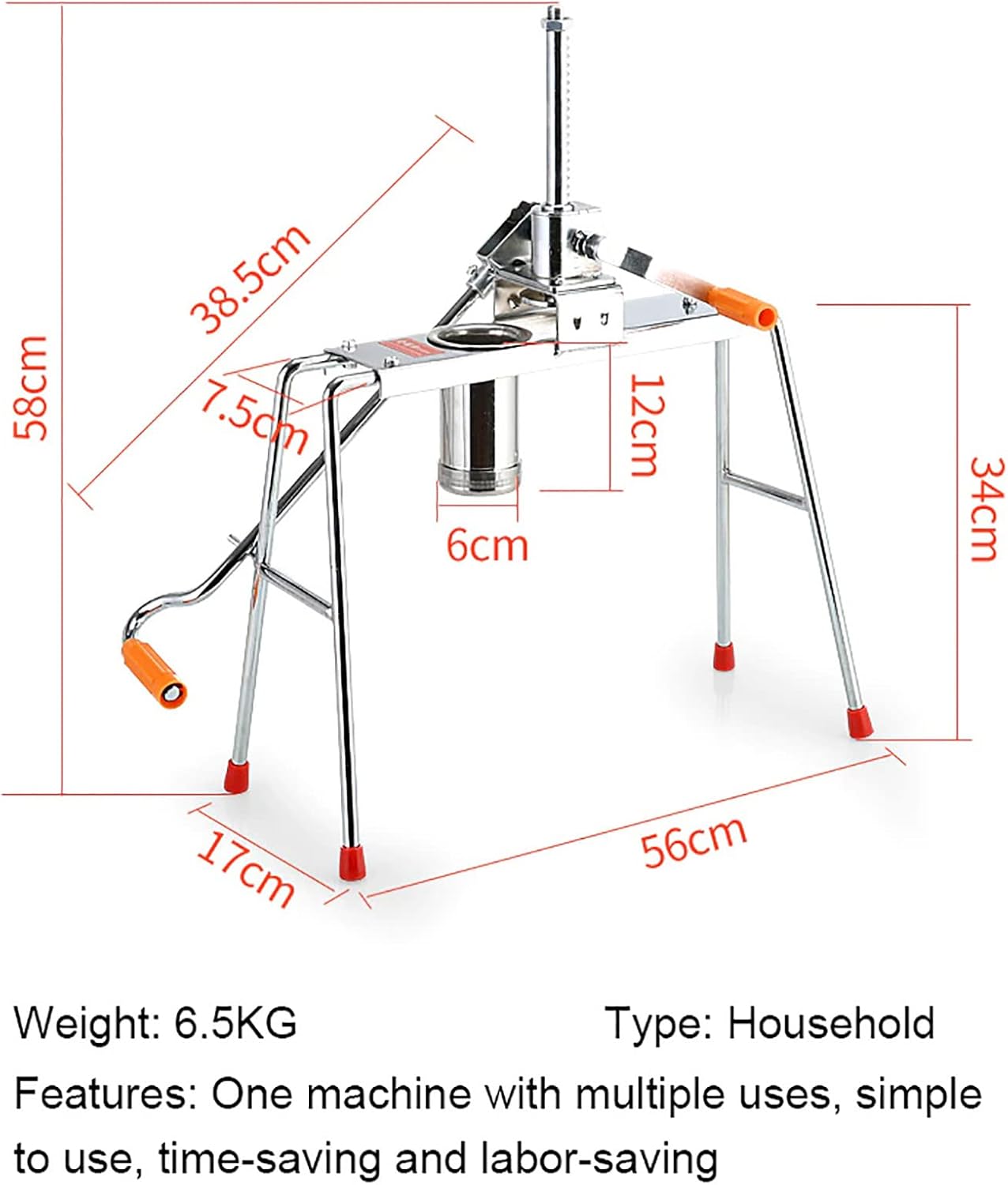 Manual Pasta Maker Spaghetti Cutter Kitchen Cooking Tools Stainless Steel Noodles Pressing Machine 9 Changeable Dough Moulds,Silver,56 * 34cm