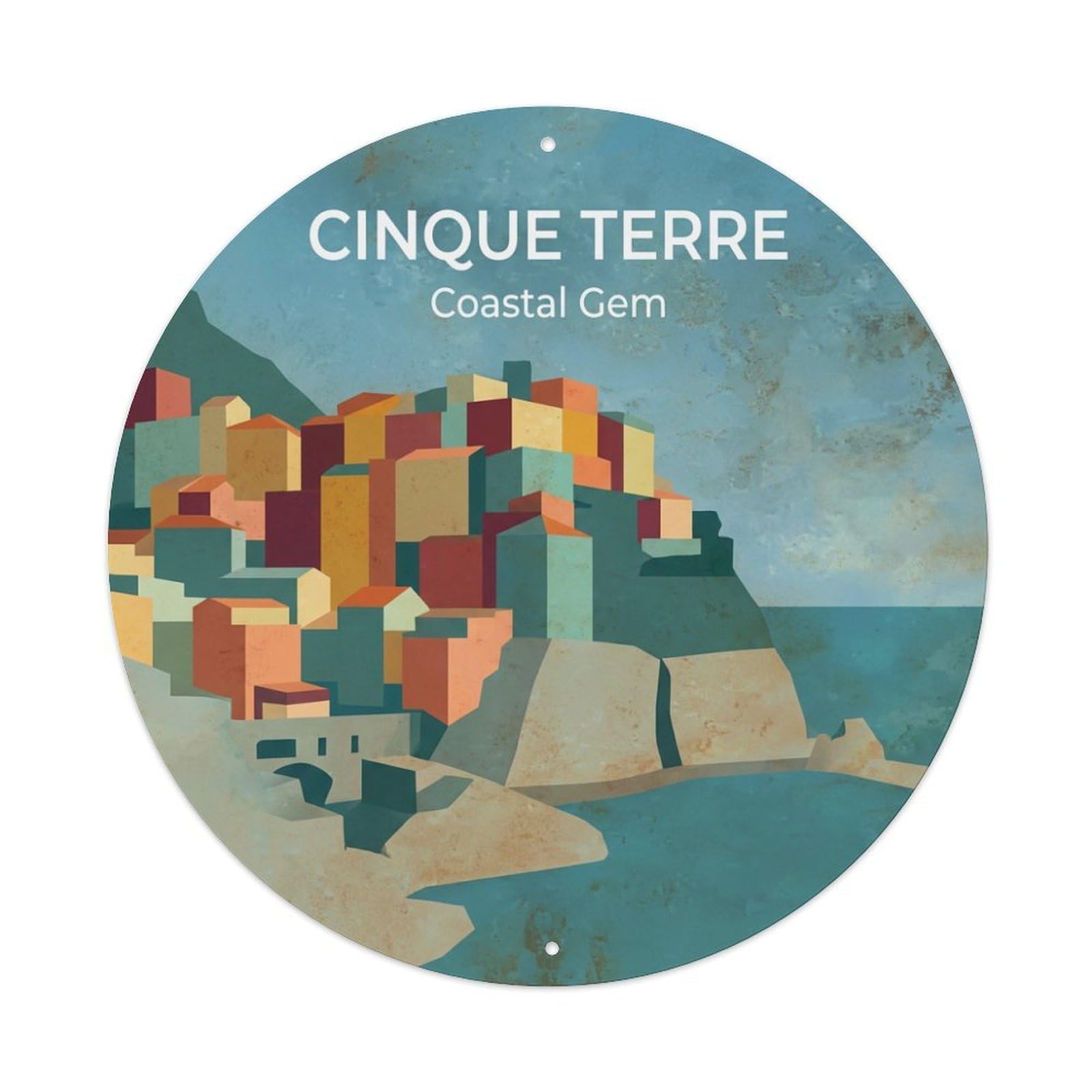 Vintage Travel Cinque Terre Italy Wanderlust Metal Tin Sign