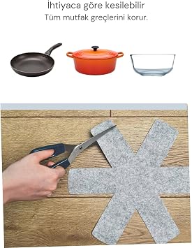 Beylini 12 Li Set Cookware Pan Protector Borcam Anti-Crack Felt Organizer (Grey)