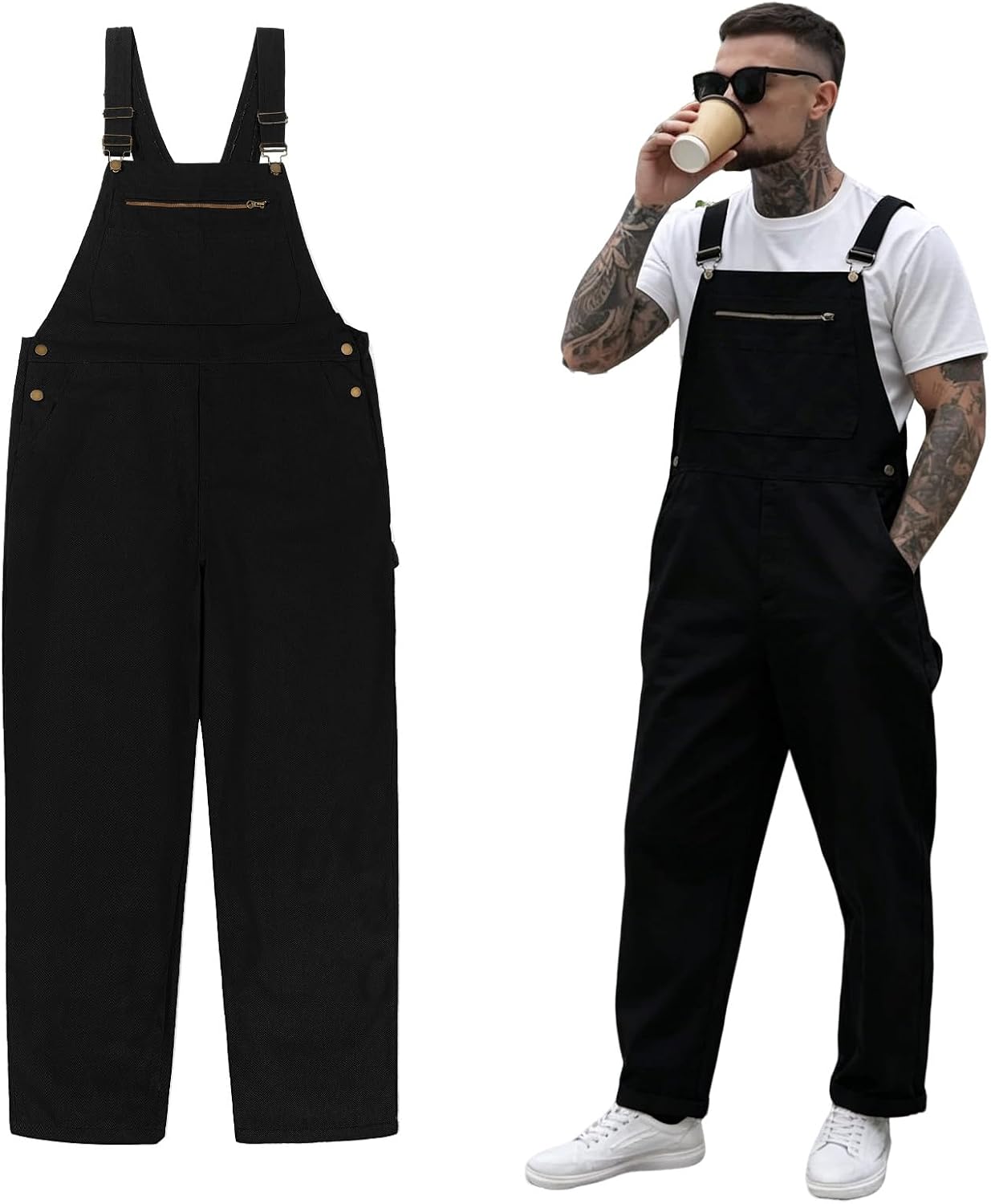 Overalls Men, Zipper Fly Work Bib Overalls for Men and Women