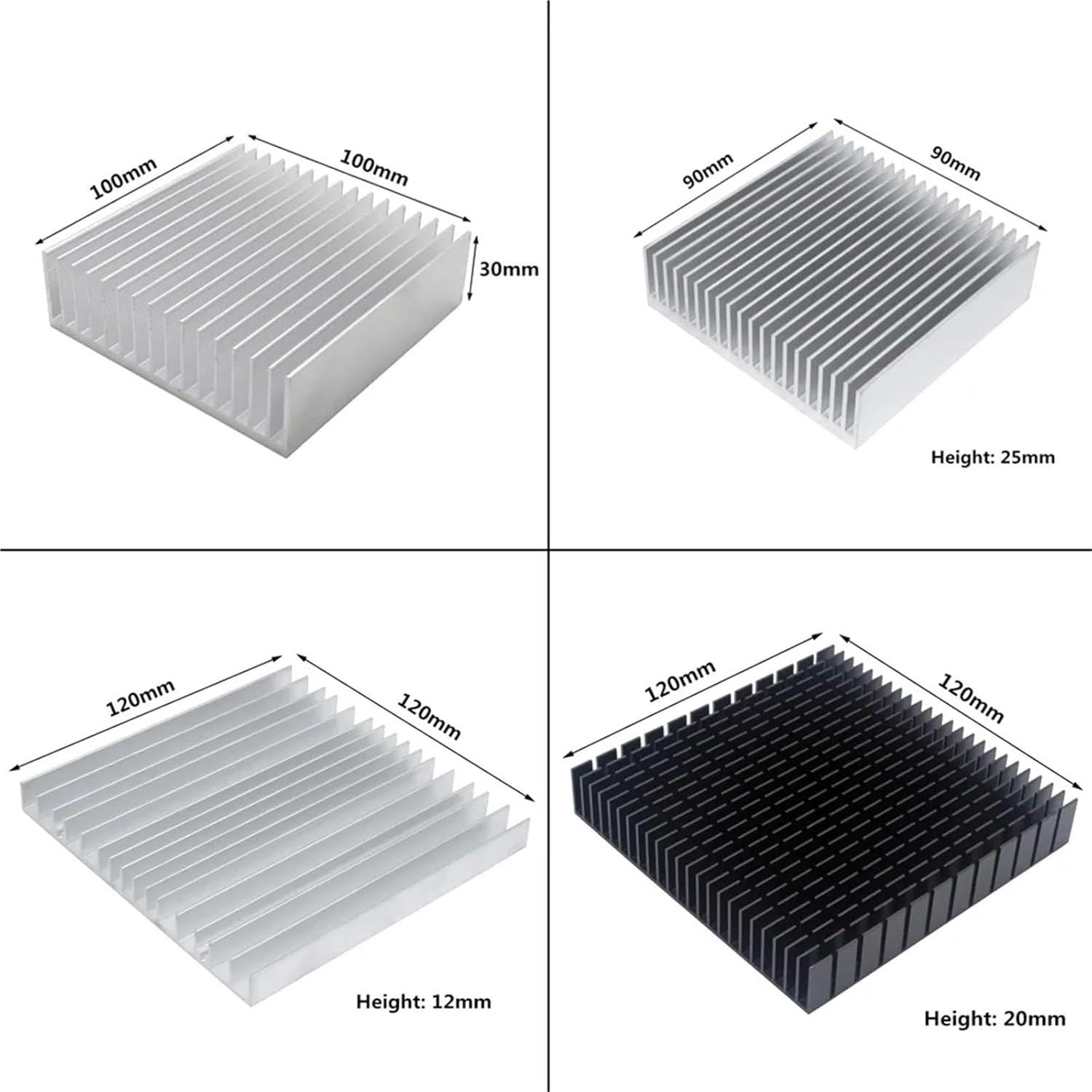 Aluminum Heatsink Radiator Heat Sink Cooler for LED Electronic Chip Cooling Heat Dissipation(150x150x25mm)