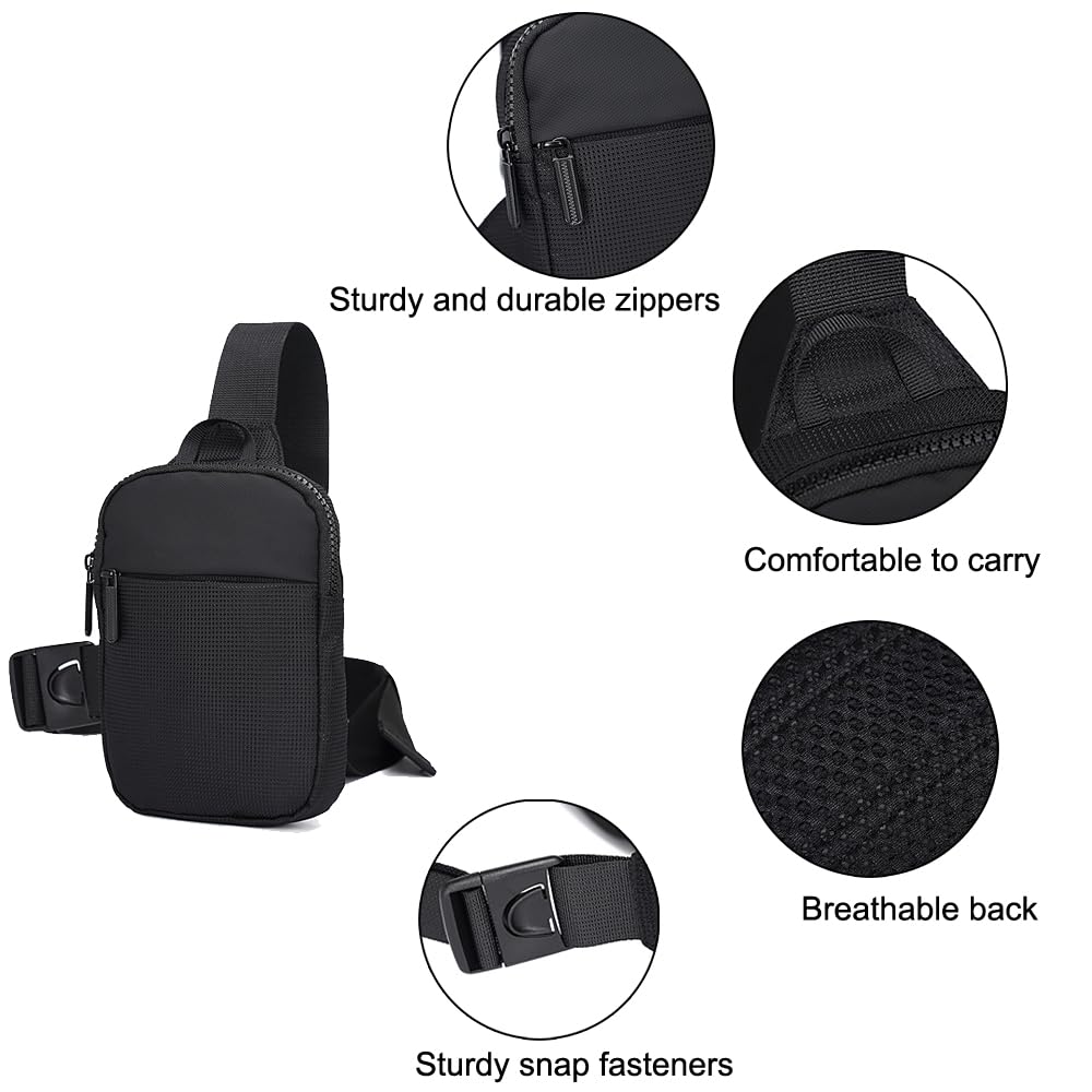 A-QMZL Petit Sac de Poitrine Imperméable Sacoche Homme Bandouliere, Pochette Telephone Portable Sling Bag Sac Bandoulière pour Femme Homme pour Cyclisme Voyage Casual (noir)