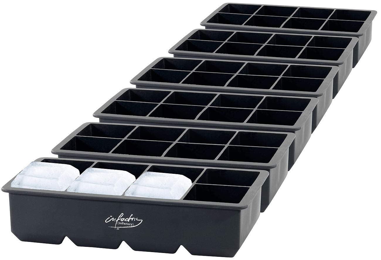 infactory Riesen-Eiswürfelform: 6er-Set XXXL-Eiswürfelformen für je 8 Eiswürfel, je 5x5x5cm (Silikon XXL, Jumbo-Silikon, grosse Form)