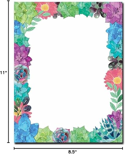 Miniatura 2 de Succulent Border - Papel para impresora láser y inyección de tinta con membrete, paquete de 25