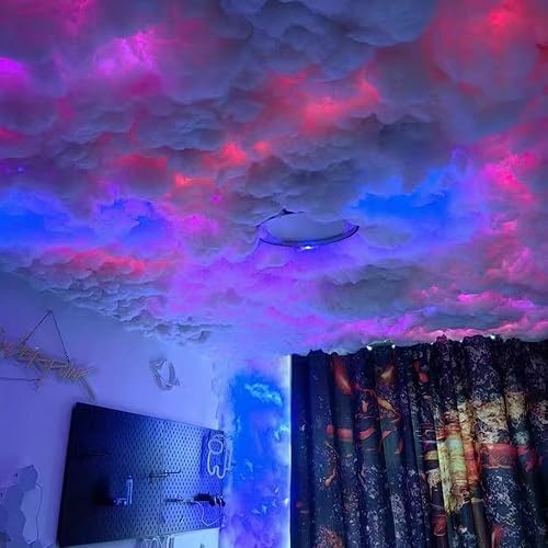 BALAMLB Nuage LED Plafond Gaming, Lampe De Tonnerre 3D, Coton Moelleux RGB Pour Le Salon, La Fenêtre 15m - 15m