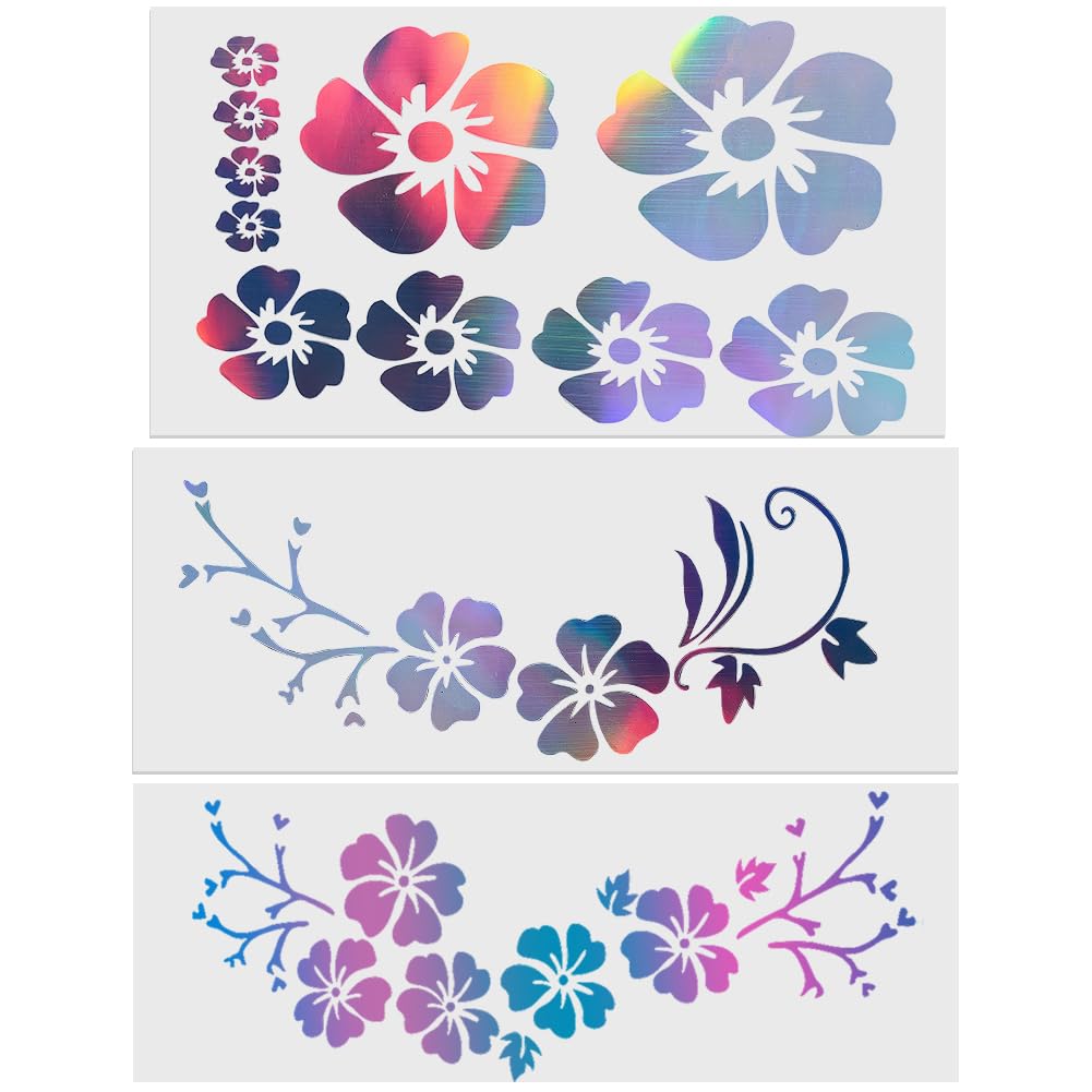 GORGECRAFT 4 hoja de Pegatinas para Coche con Flores de Hibisco Tamaño Grande 6 unidades de Flores Hawaianas Protección Solar Autoadhesivas Accesorios para Coche Decoración Exterior Automotriz(Blanco) — view 9