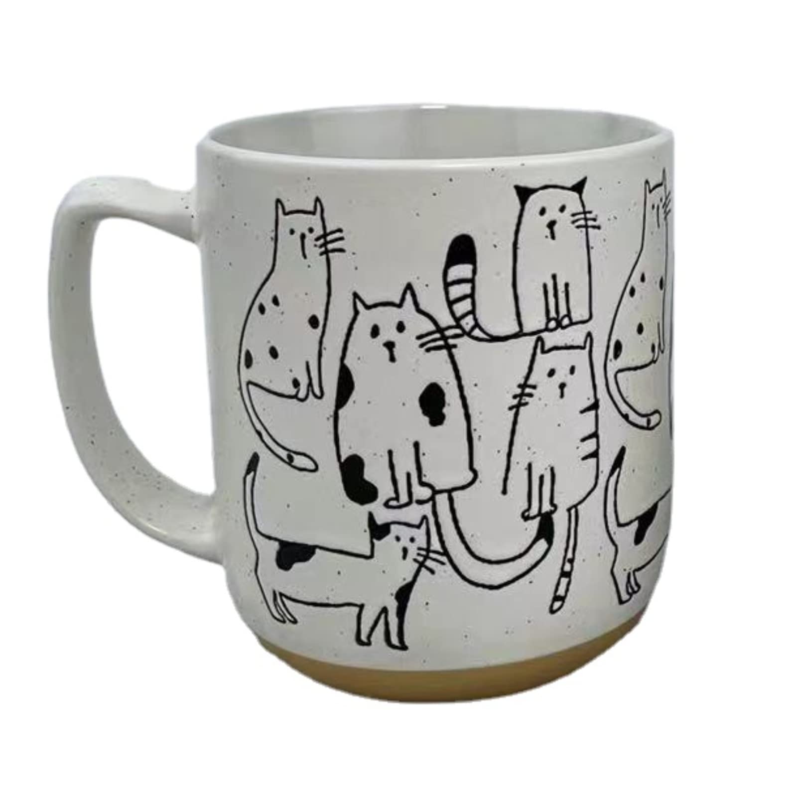 White-Grey Cartoon Cats Ceramic Mug with Handle Coffee Mug 550ml/18.6oz. Cute Funny Novelty Vintage Gift Hand Painted