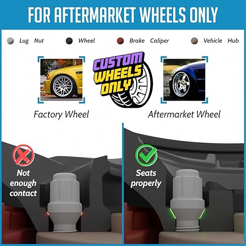 Miniatura 8 de Wheel Accessories Parts Juego de 20 pernos negros de 12 x 1.5 pulgadas, asiento cónico con ranura de bloqueo de longitud de vástago de 1.575in,