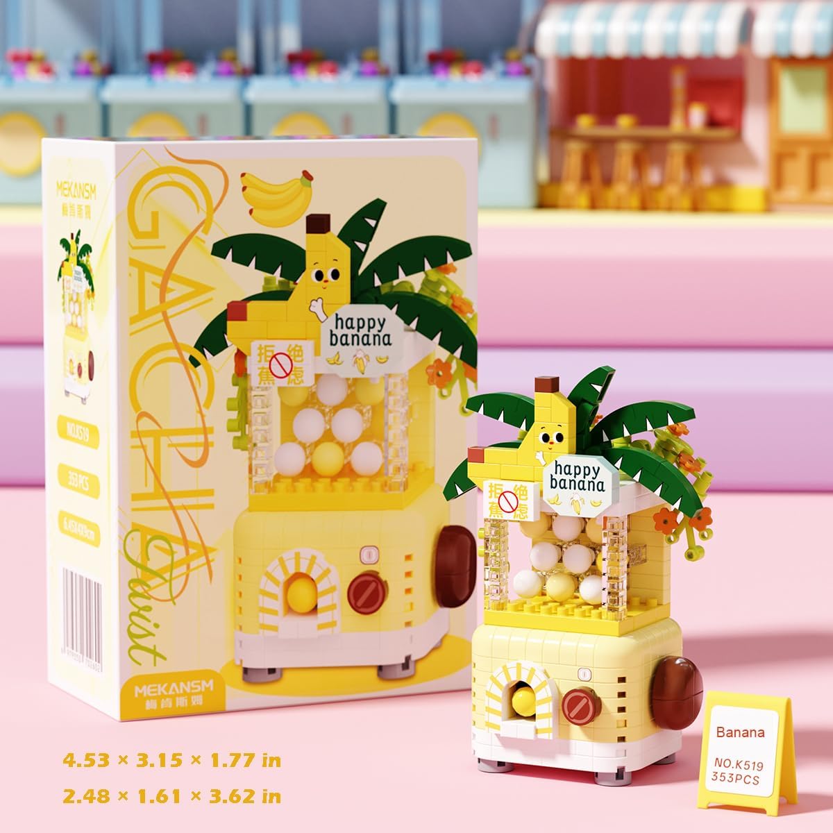 Banana Gacha Machine Mini Arcade Game Micro Building Toy Set image 3