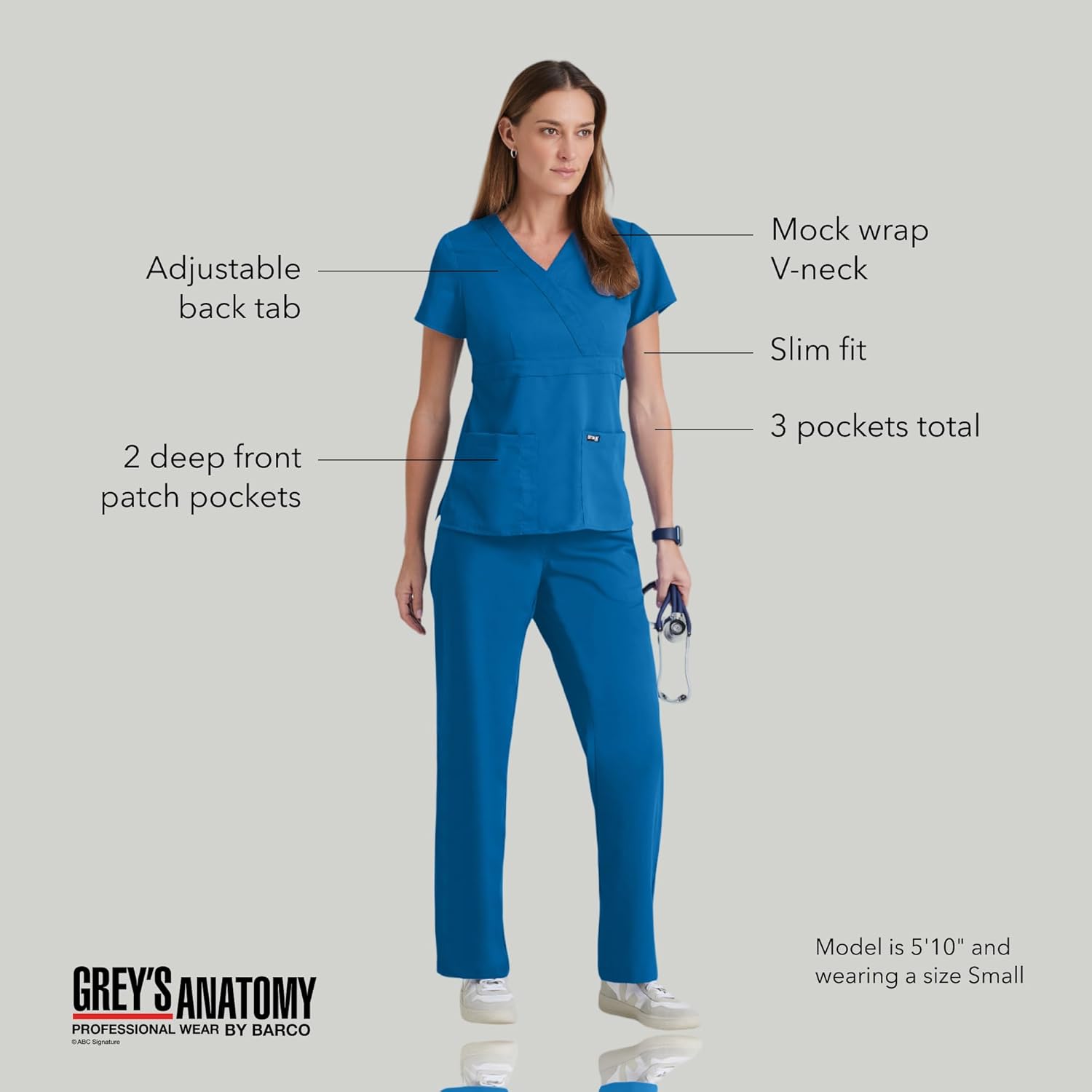BARCO Grey's Anatomy Scrubs - Riley Scrub Top for Women, V-Neck Super-Soft Women's Scrub Top - Image 6