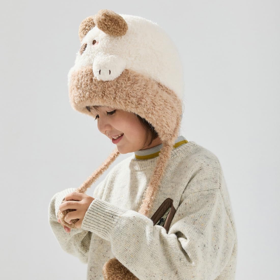 Winter Hats for Kids Girls Beanie Cartoon Animals Character Hats Boys Girls Ski Beanies with Ear Flap Cap 2-12 Years