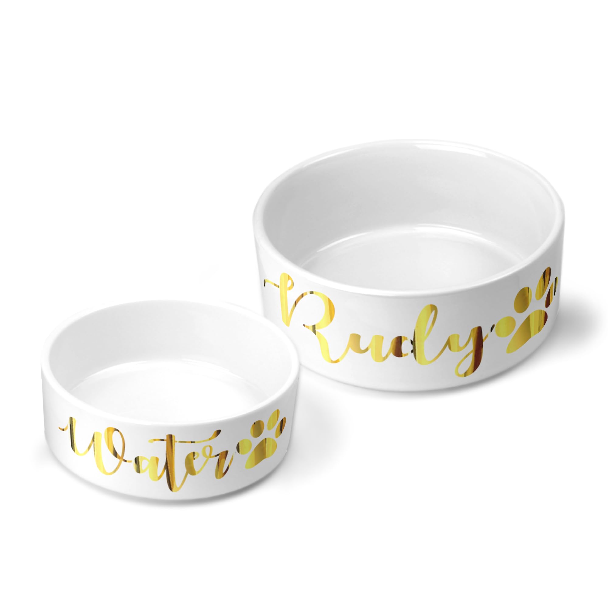 Personalised Pet Bowls Dog Bowl Cat Bowl Rabbit Animal Food Water Treat Mrs Hinch (Large Bowl (1 Lt), Gold)