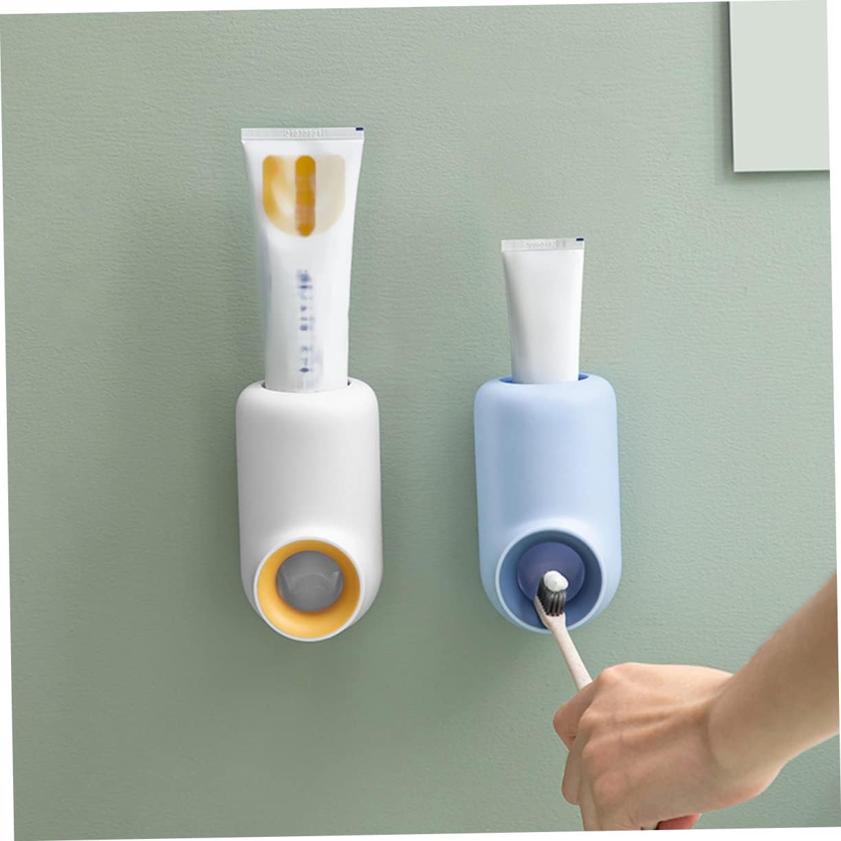 CALLARON 2pcs Toothpaste Squeezer Dispenser Wall-Mounted Nail Toothpaste Holder Automatic Press-Type Squeezer Wall Storage Rack Pump