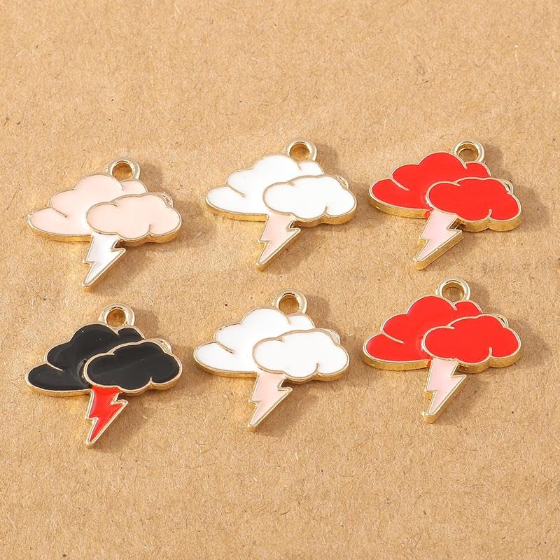 Ozdoby 10pcs urocze błyskawicy chmurki wisiorki do robienia naszyjnika DIY Bransoletka zaopatrzenia w rzeźbę