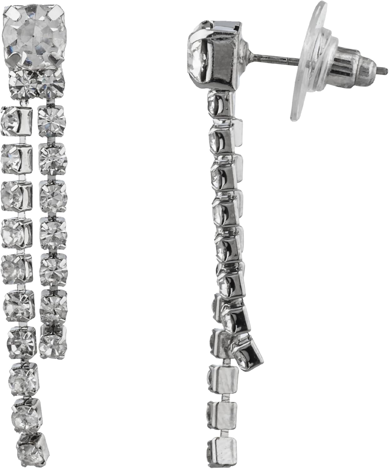 Nicole Miller New York Crystal and Pearl Statement Necklace with Earrings Set, Silver Tone, 16-18.25 inches