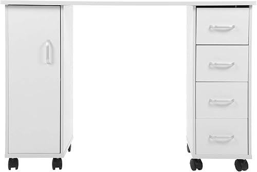 Miniatura 4 de Fydun Mesa de manicura de manicura, mesa de manicura móvil, con ruedas, equipo de manicura, salón de belleza, amplia gama de usos