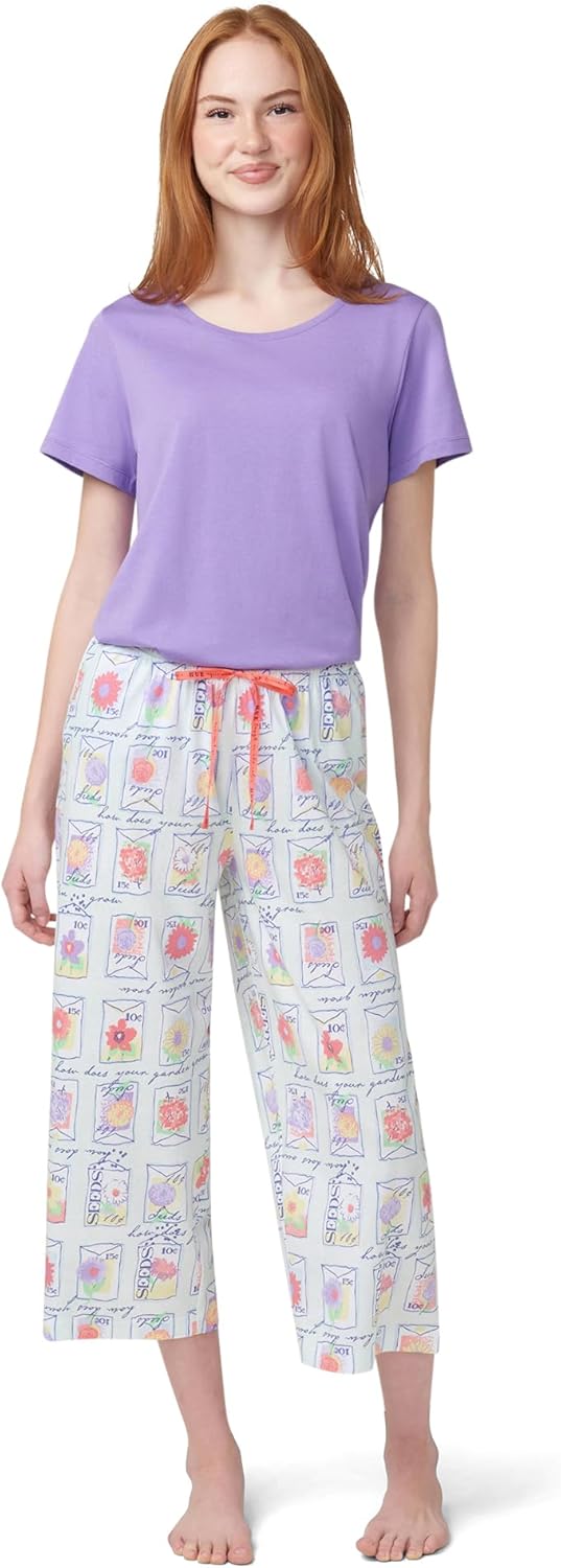 HUE Womens Spring Pajama Separates Soft Whimsical Print Pjs with Flowers, Animals, Garden Themed Pjs, Cocktails - Image 4