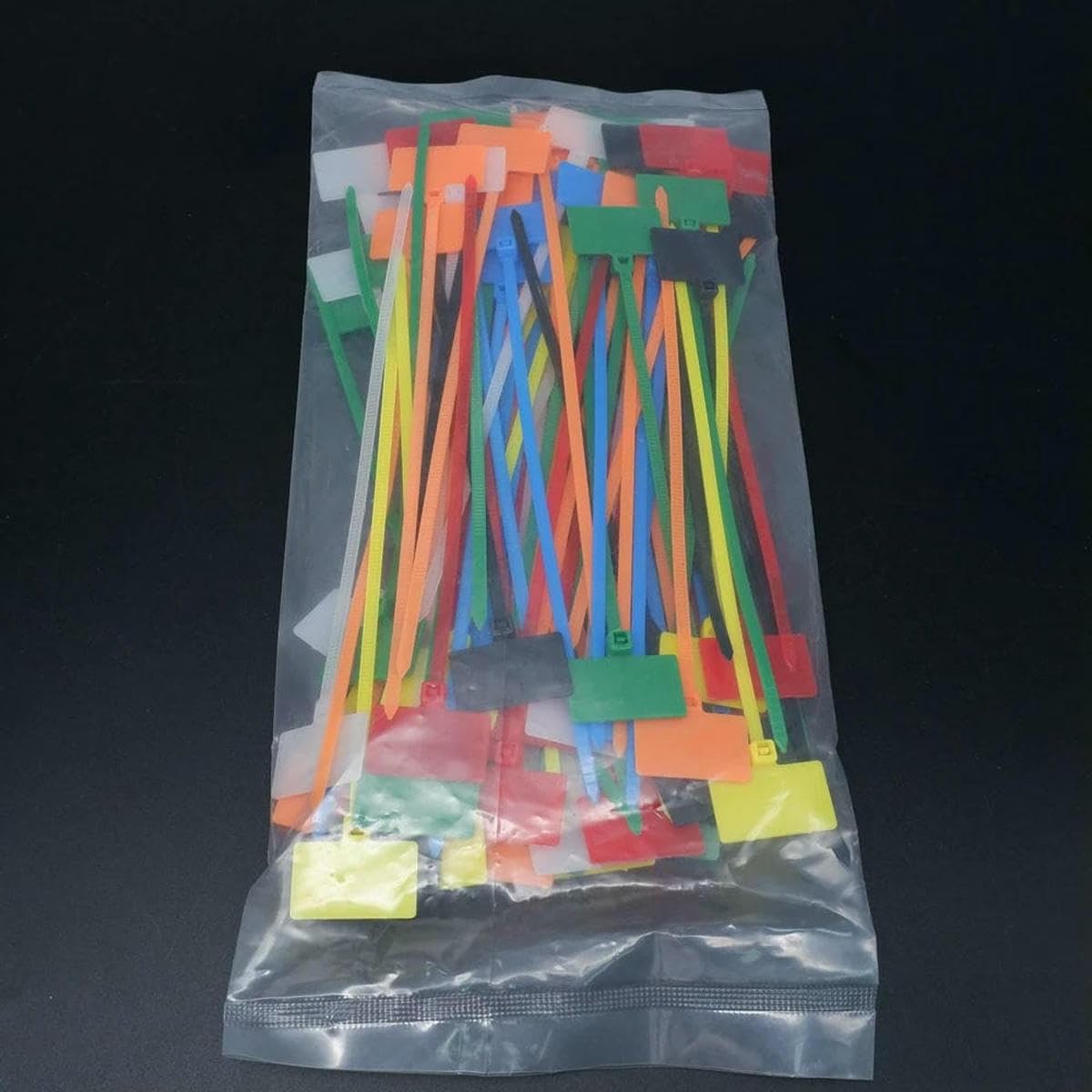 Bsguz 100Pcs Rmixed 100Pcs Nylon Cable Ties Tag Labels Loop Self-Locking Zip Tie Wraps Network Fixing Straps Markers 4X150mm 3X100mm 4X200mm-3X100mm