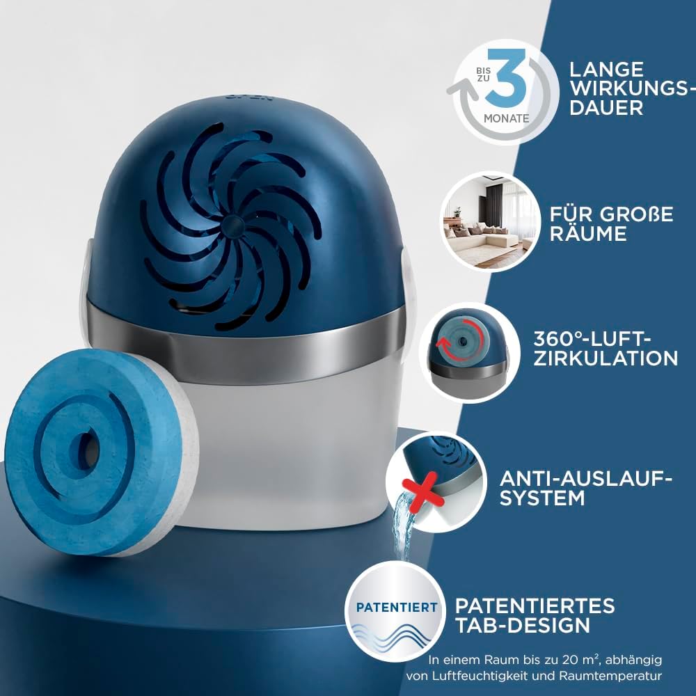 Pattex Aero 360° Dehumidifier, Ultra-Absorbent Room Dehumidifier, Helps Avoid Condensation, Mold & Musty Smell, Refillable, 1 Device Incl. 1 Refill Tab 450g