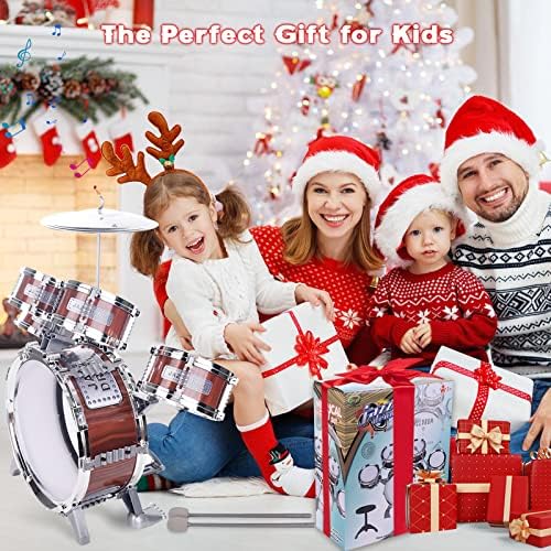 Noaideoi Kids Drum Set, Toddler Jazz Drum Kit 10 PCS Toys 5 Drums with Stool Pedal Percussion Musical Instruments Drum Toy Early Education Christmas Birthday Gift Toys for 3 4 5 6 Year Old Girls Boys 5 61 eBd ipKL. AC