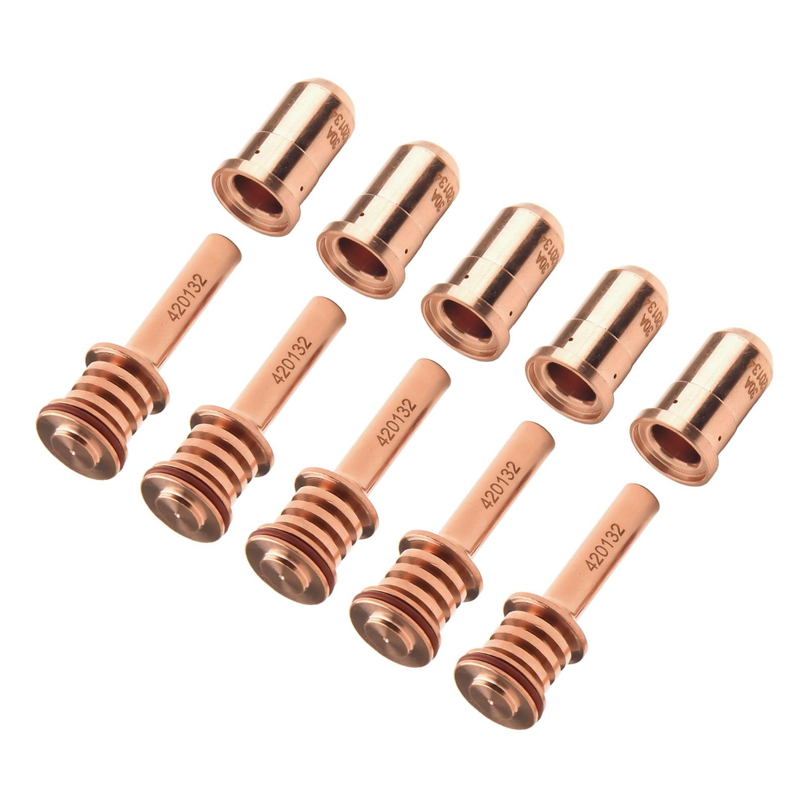 5 électrodes 420132 et 5 buses 420134 pour consommables de découpe plasma PMX 30AIR, compatibles avec PMX 30 AIR