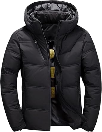 Mens Hooded Puffer Down Jacket with Multi-Pocket Warm Winter Snow Coat M-4XL
