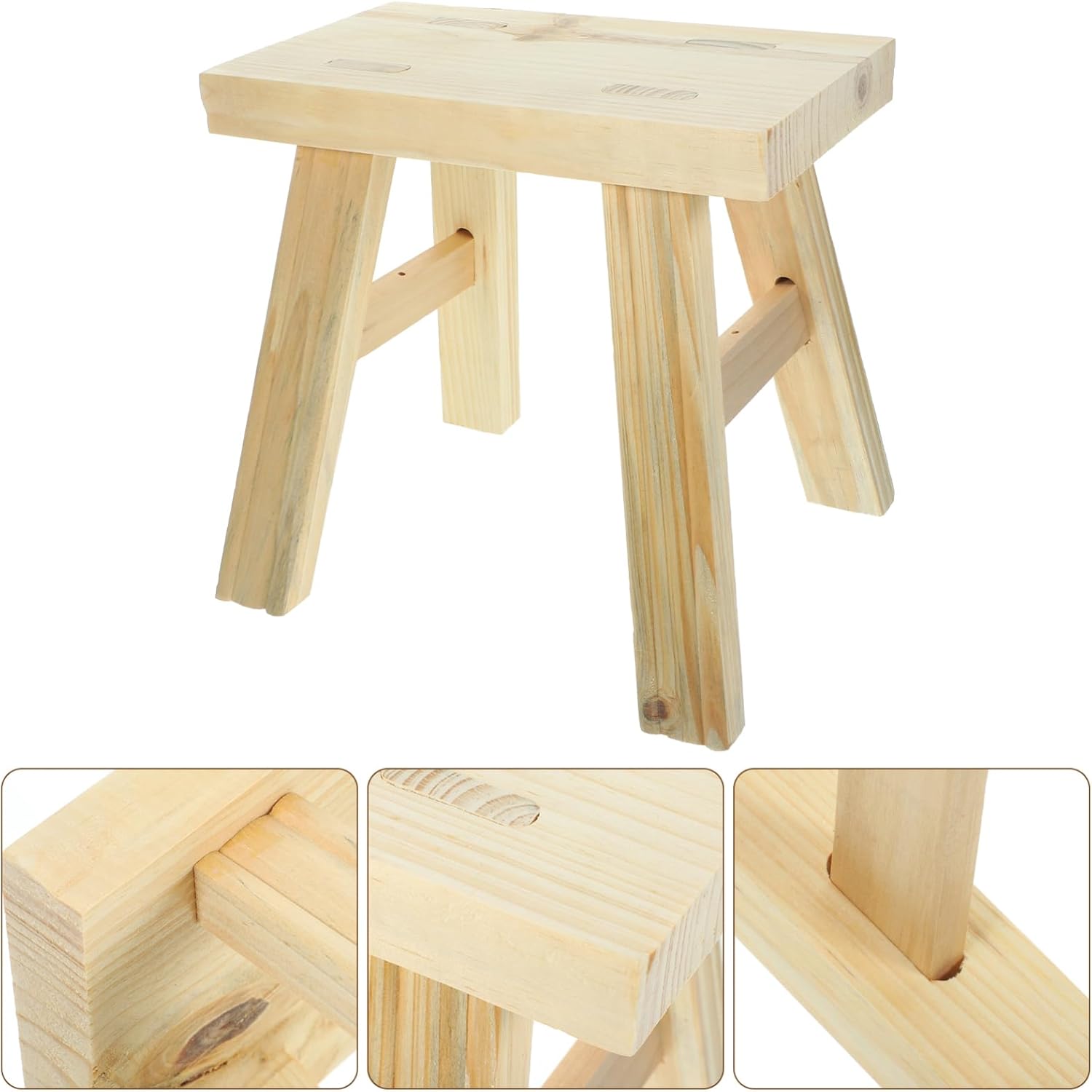 VICASKY Solid Wood Step Stool for Boys and Girls and Adults Non-Slip Bathing and Footstool Practical Household Stool for Living Room and Kitchen Use Sturdy Elm Construction