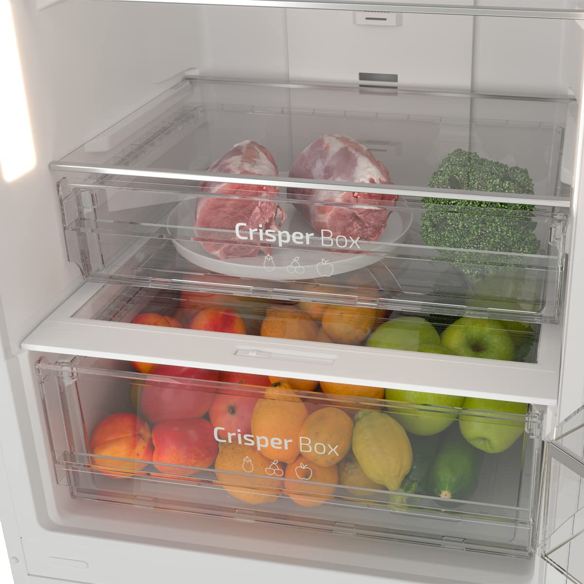 Cecotec Kühlgefrierkombination 2 Türen Bolero CoolMarket Combi 322 Edelstahl E, 322 L, Höhe 185 cm und 60 cm Breite, Energiesparend, Multi-Air-Flow-System, Total No Frost und 2 Schubladen