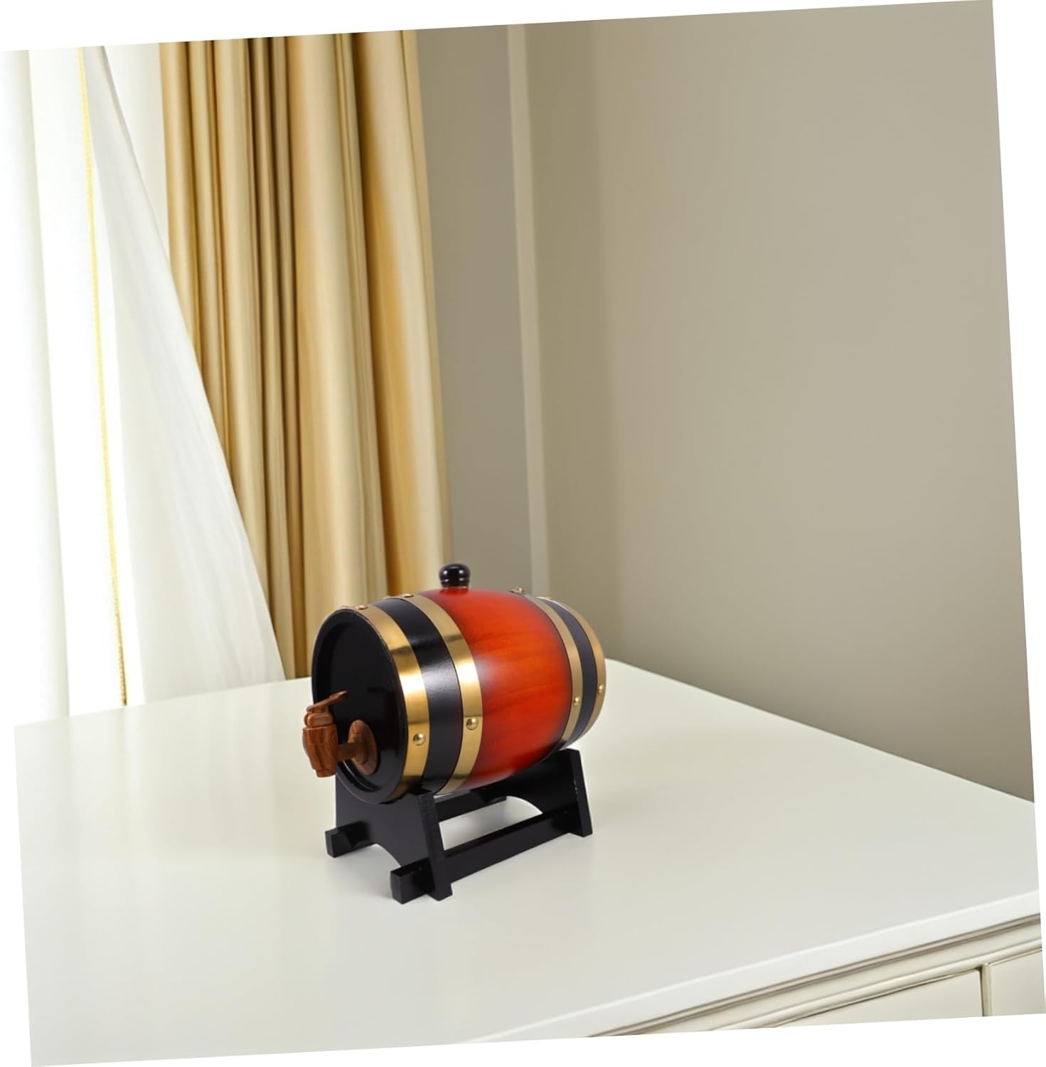 Whiskey Barrel Table Beer Barrel Decor Wooden Beverage Dispenser for Party